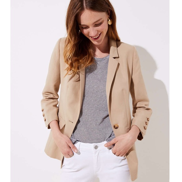 •LOFT• Natural Tan 3/4 Sleeve Blazer - Picture 3 of 4